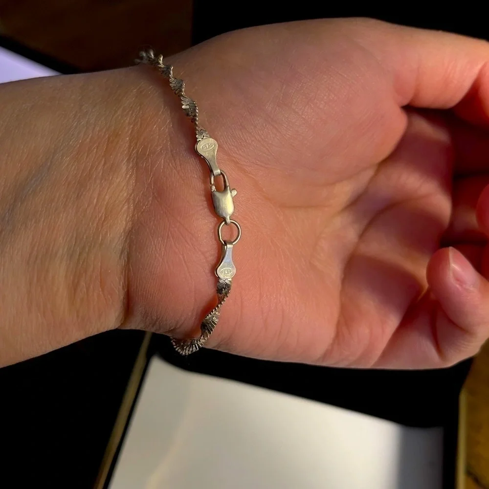 Sterling silver rope chain 6 inch bracelet